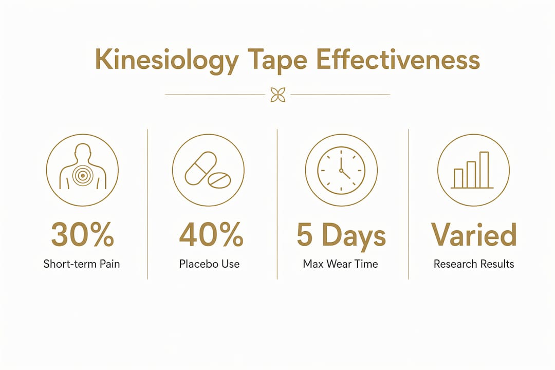 Infographic showing kinesiology tape effectiveness statistics
