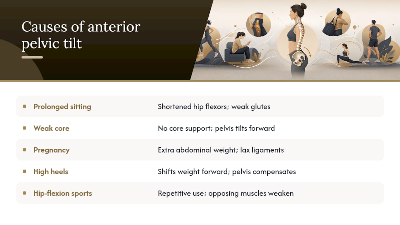 Contributors to anterior pelvic tilt diagram