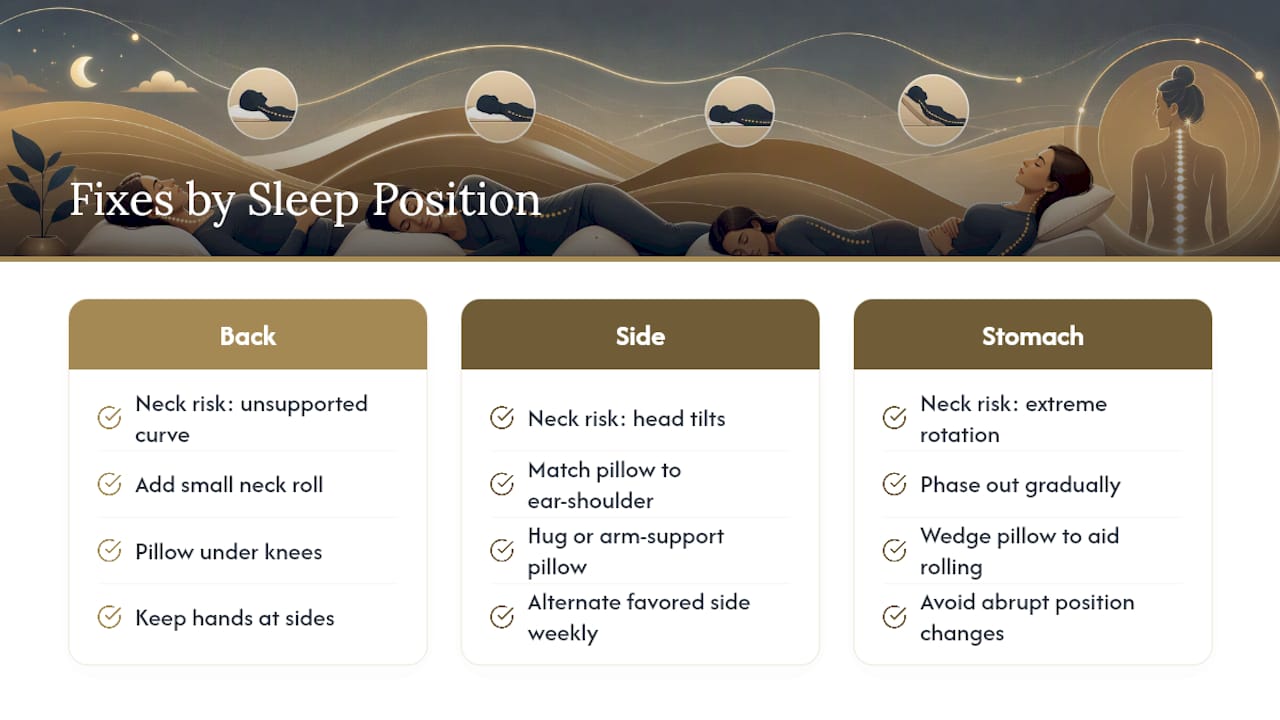 Three sleep positions and their adjustments