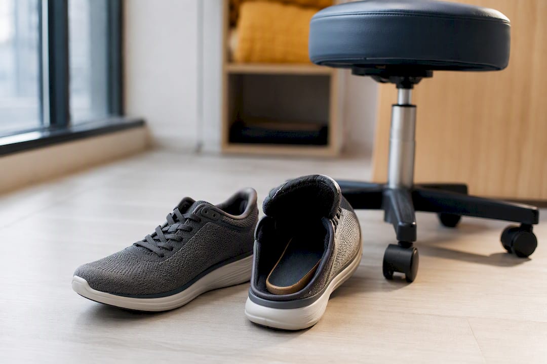 Everyday shoes prepared for orthotic assessment