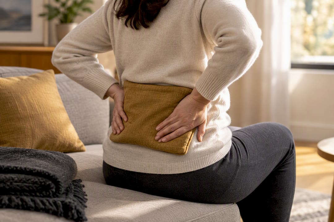 Warm compress used for stiff lower back