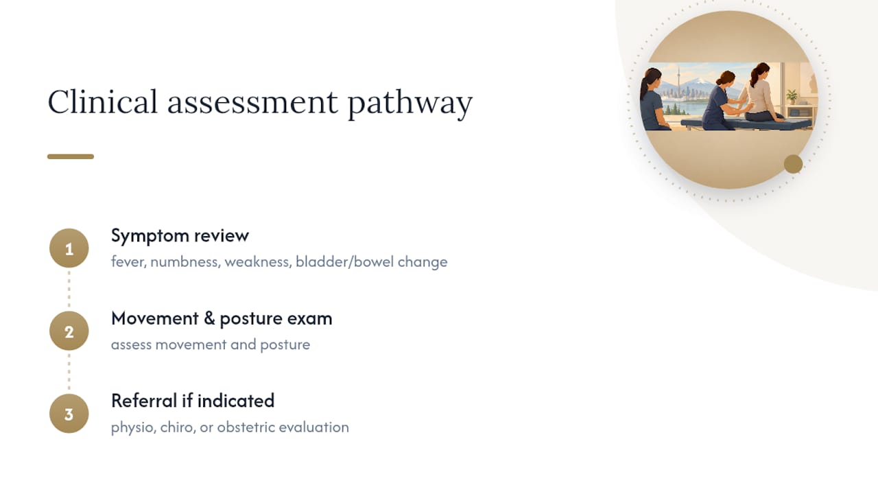 Three-step pregnancy back pain assessment pathway