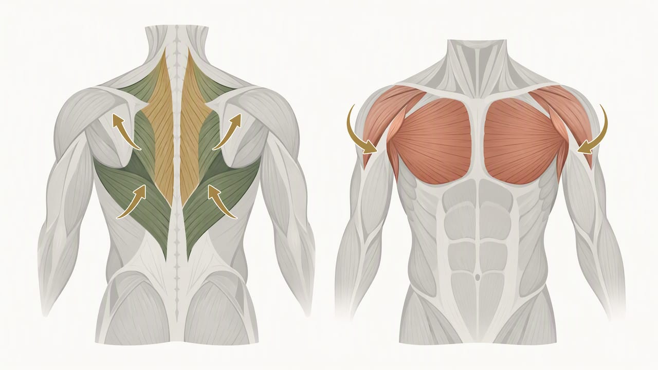 Illustration of kyphosis muscle imbalance